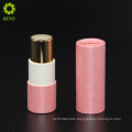 empty cosmetic container round pink violet colored paper lipstick tube